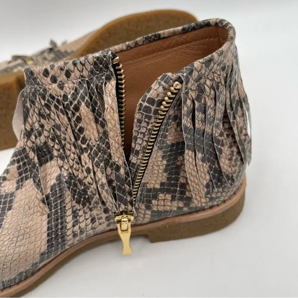 NEW KATE SPADE x SAKS Boots Bestie Fringe Bootie Snakeskin Zipper Size 7 NWOT